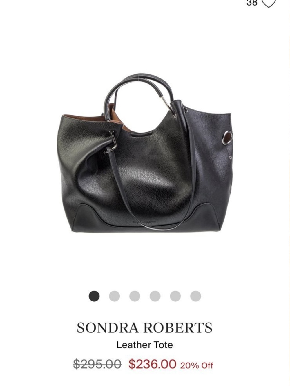 Sondra Roberts Black Leather Shoulder Bag with Gold Hardware - Picture 2 of 15